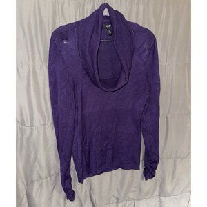 Alfani Women's P/M Cowl Neck Sweater Purple long Runched sleeve pullover
